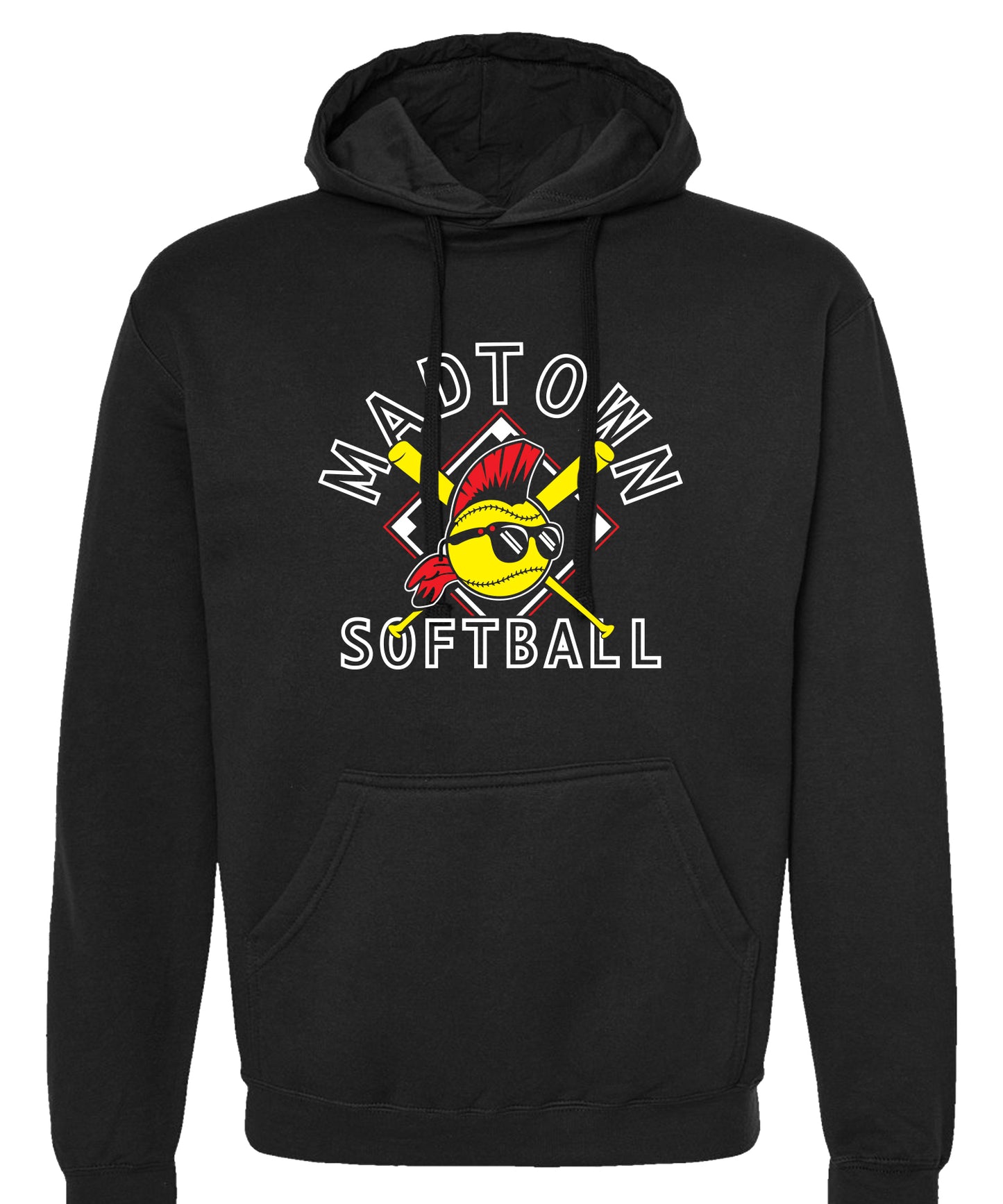 Adult Madtown Softball Black Bat Crossed