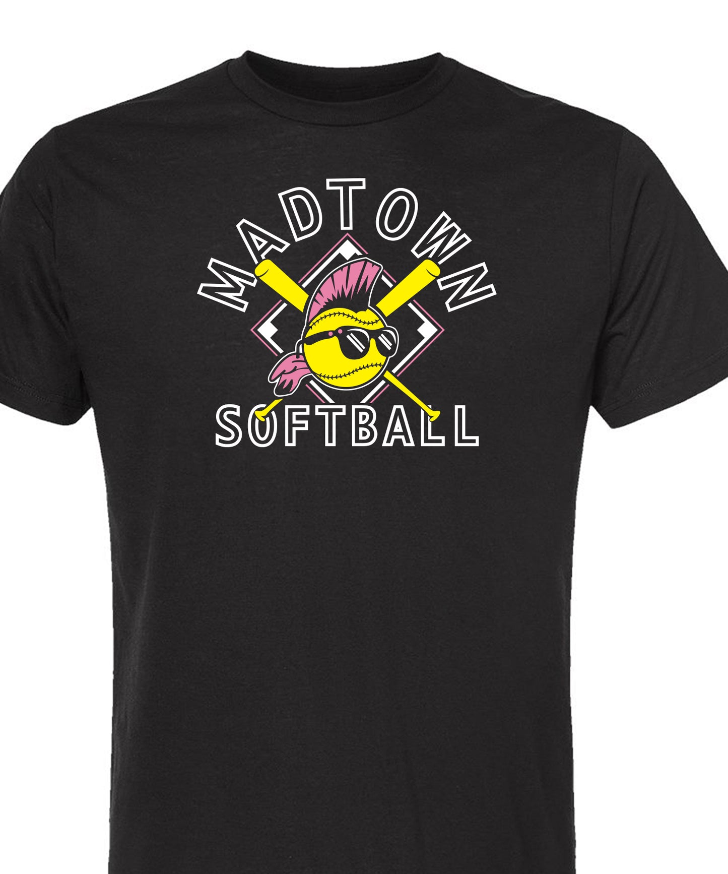 Madtown Black PINK_Crossed Bats T Shirt