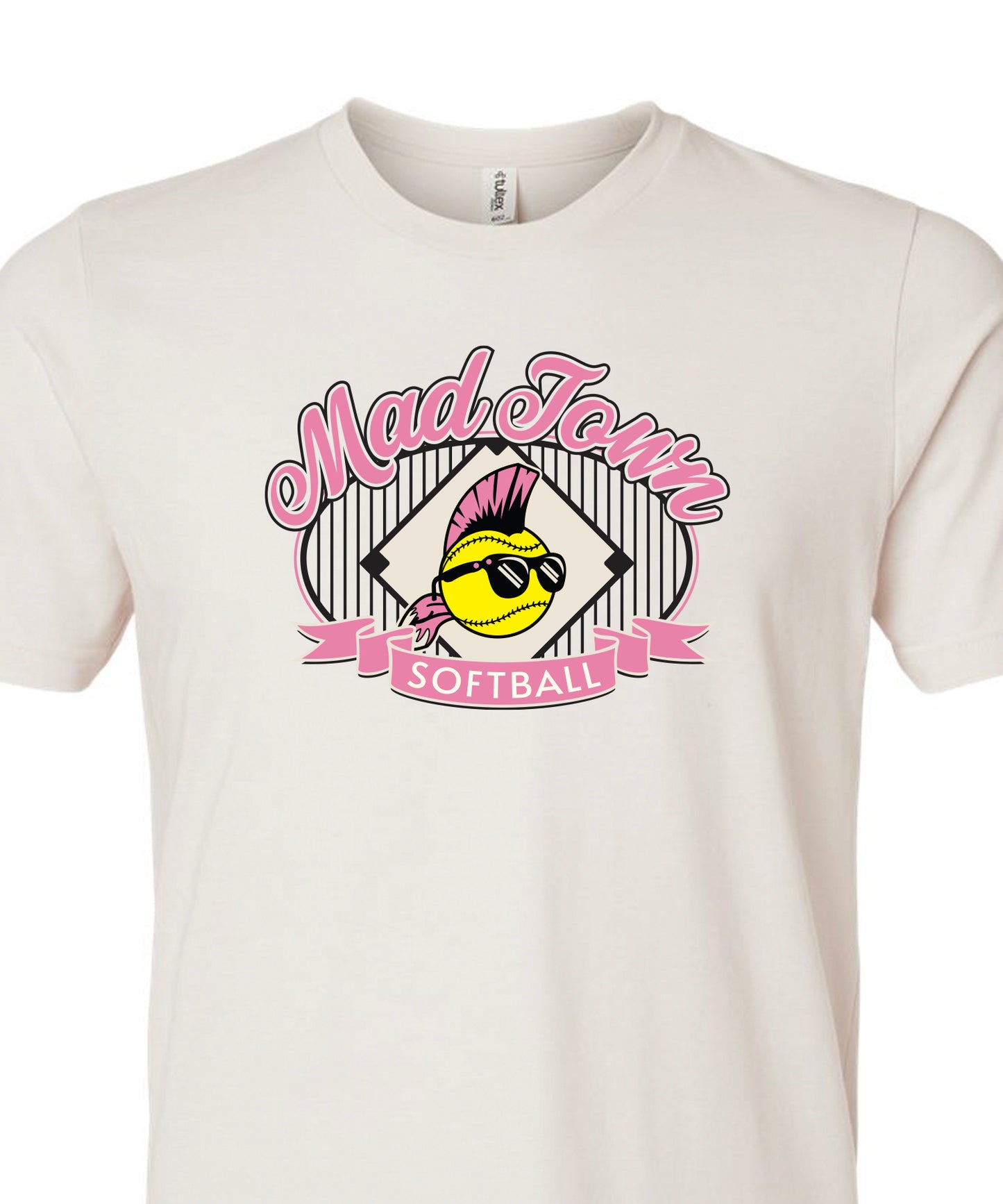 Madtown PINK Print _ Vintage White T Shirt