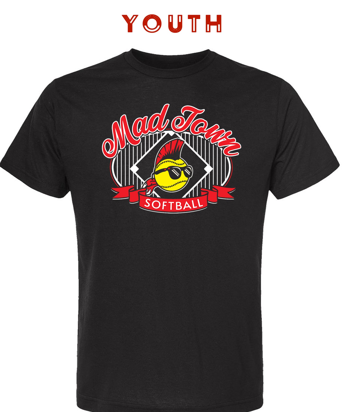 Youth Madtown Softball black Pinstripe