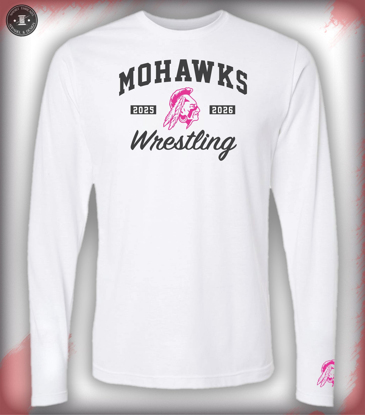 Mohawks Wrestling Pink logo long sleeve