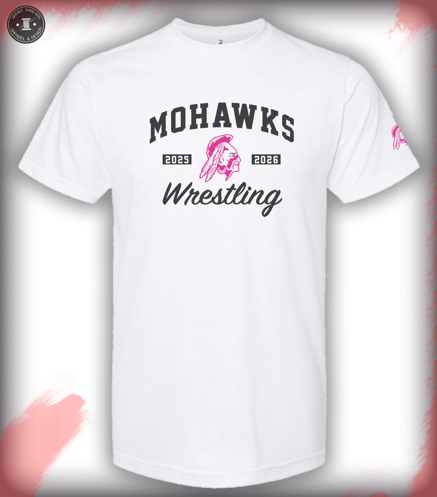 Mohawk Wrestling Pink logo T Shirt