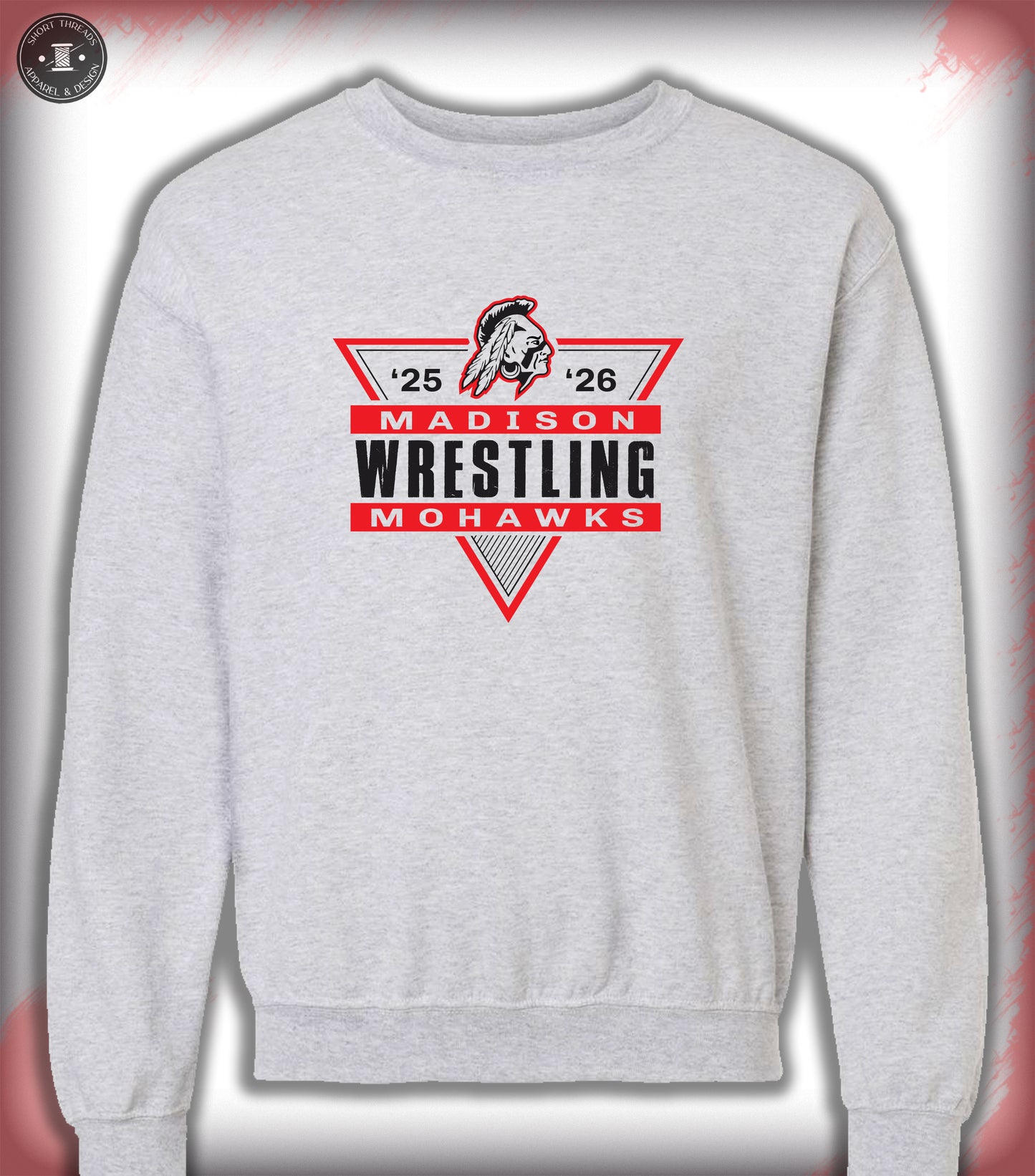 Triangle Wrestling Design Ash Gray Crewneck