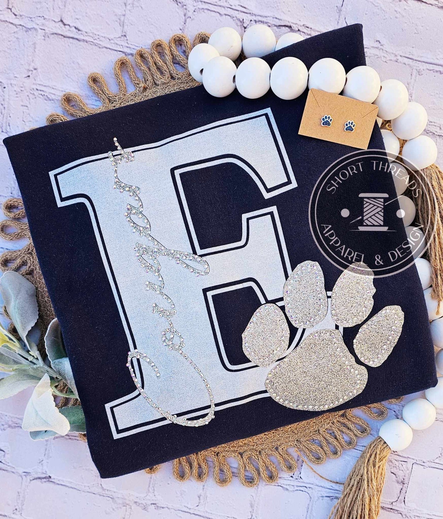 Rhinestone Edgewood "E" Crewneck Sweatshirt