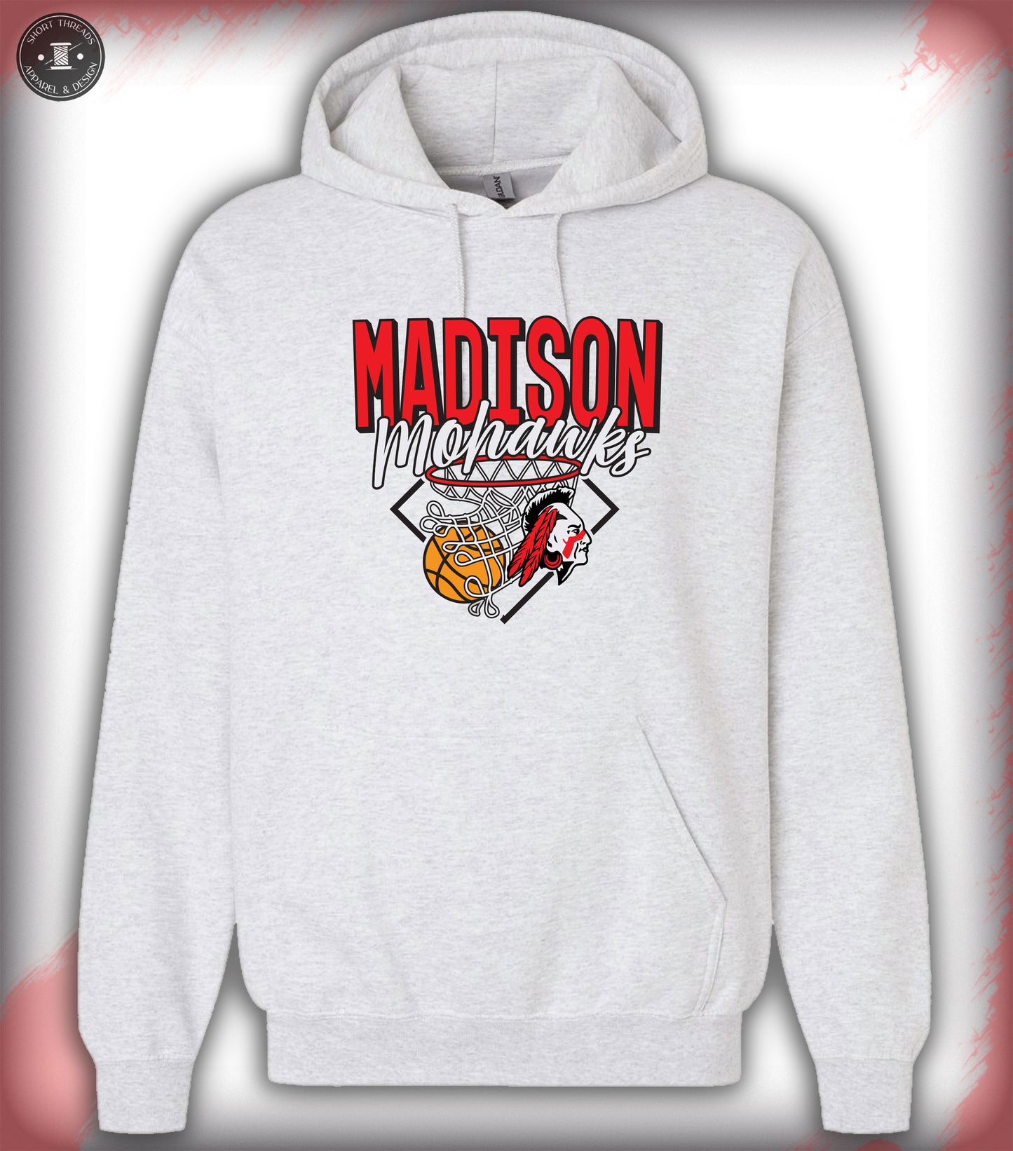 Basketball Throwback Hoodie Ash-Gray Adult