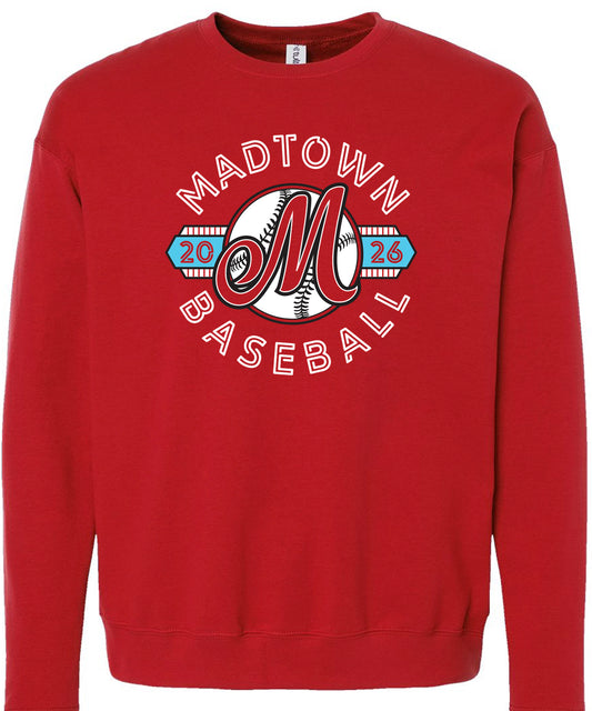 Madtown M logo RED Crewneck Adult