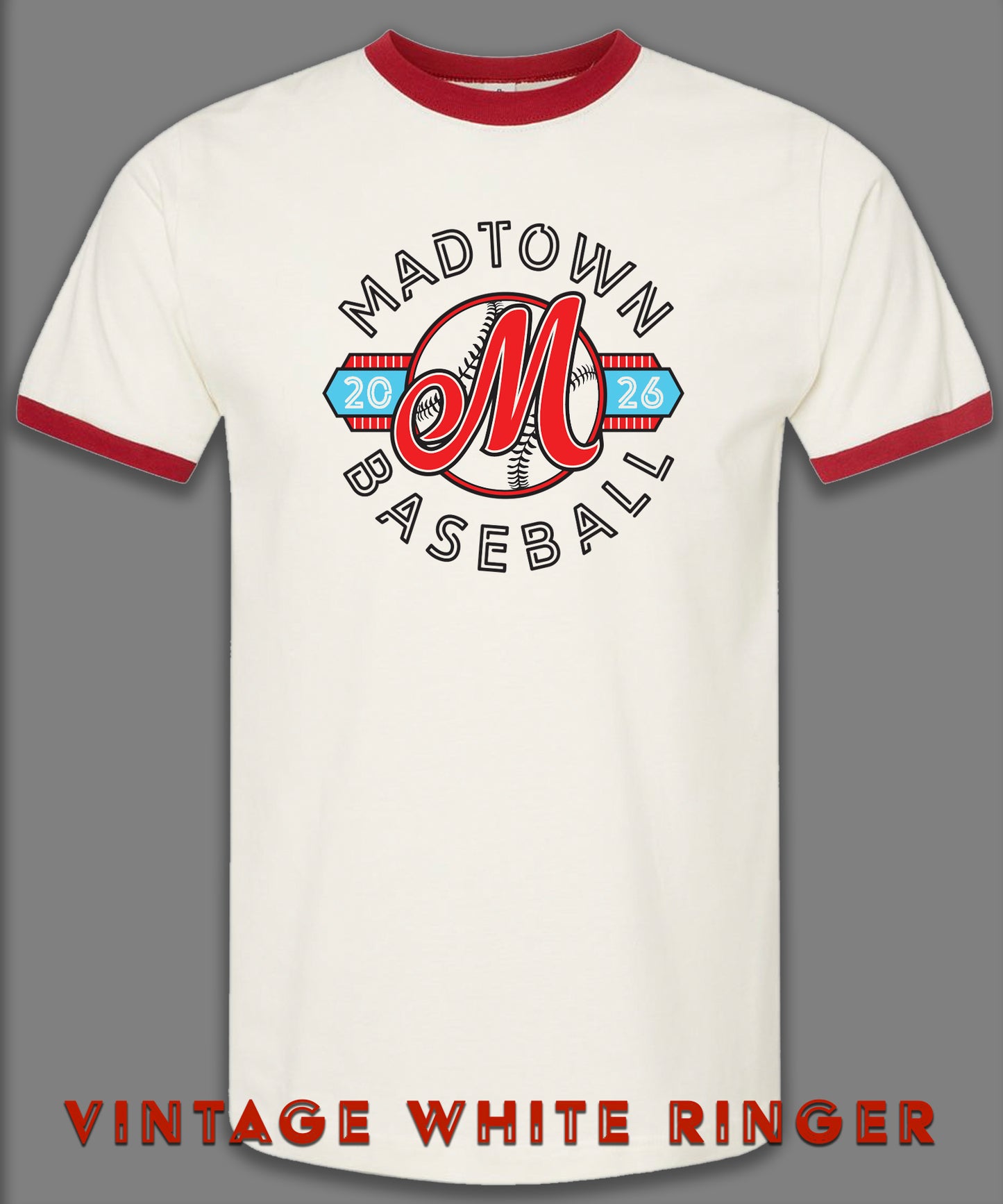 Madtown M Shirt Vintage White Ringer T