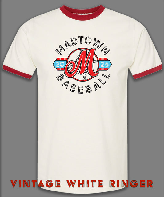 Madtown M Shirt Vintage White Ringer T