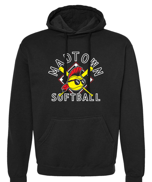 Adult Madtown Softball Black Bat Crossed