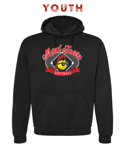 YOUTH Madtown Softball Pinstripe Black Hoodie