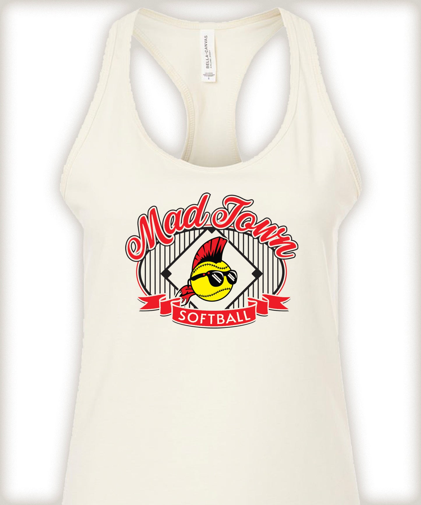 Madtown Softball Womans Vintage White Tank