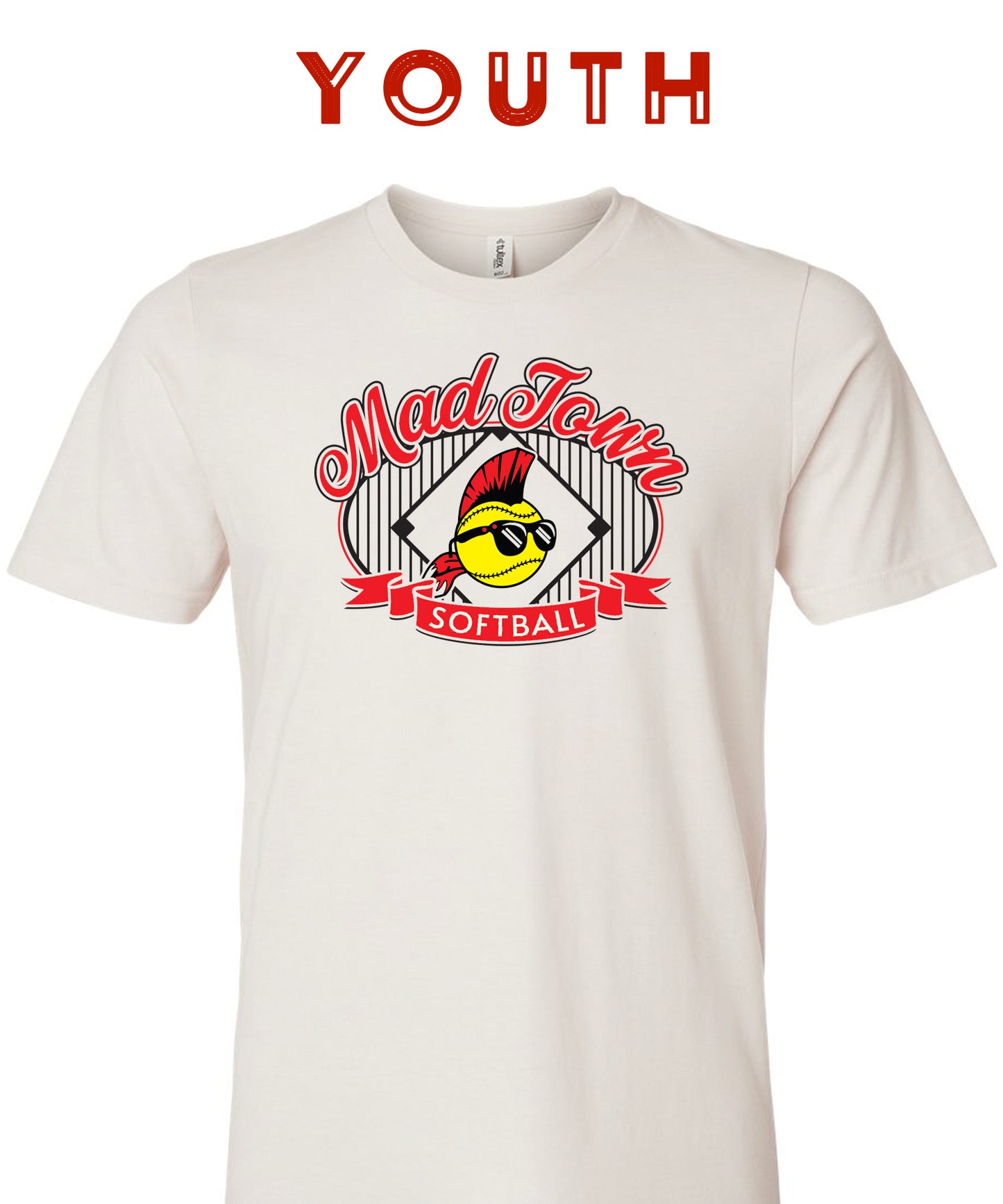 Youth Madtown Softball Vintage White Pinstripe