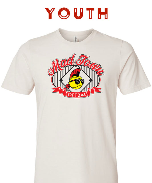 Youth Madtown Softball Vintage White Pinstripe