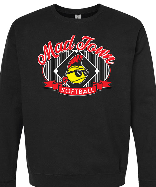 Madtown Softball Pinstripe Black Adult Crew