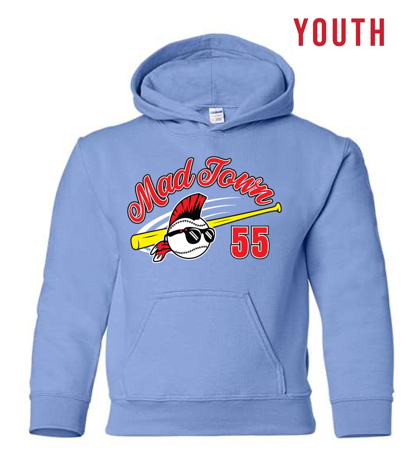 Youth Hooded Sweatshirt Bat logo w/ Number