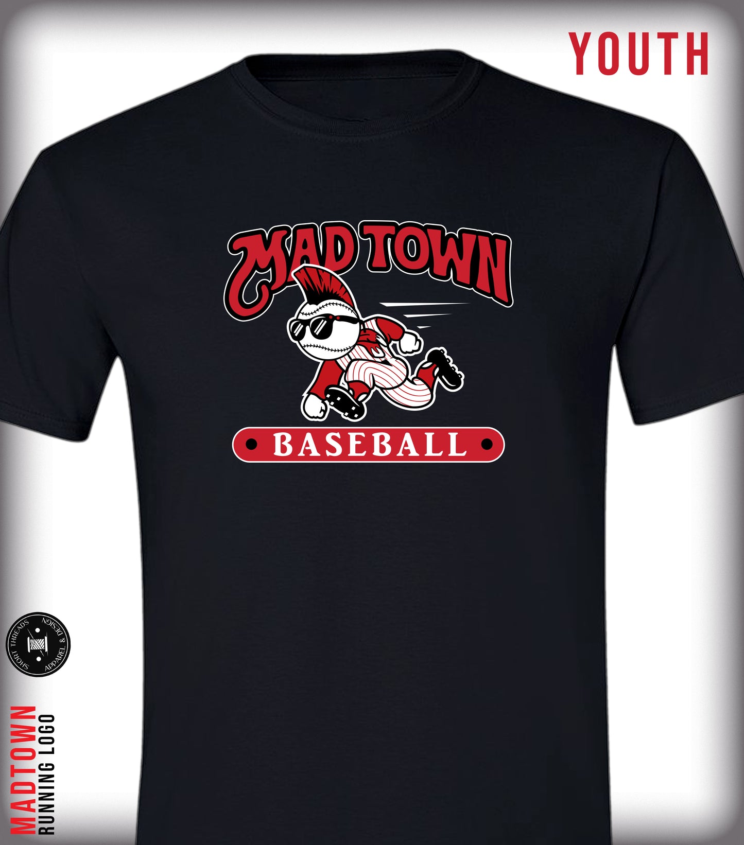 YOUTH Running Logo Black & Red available