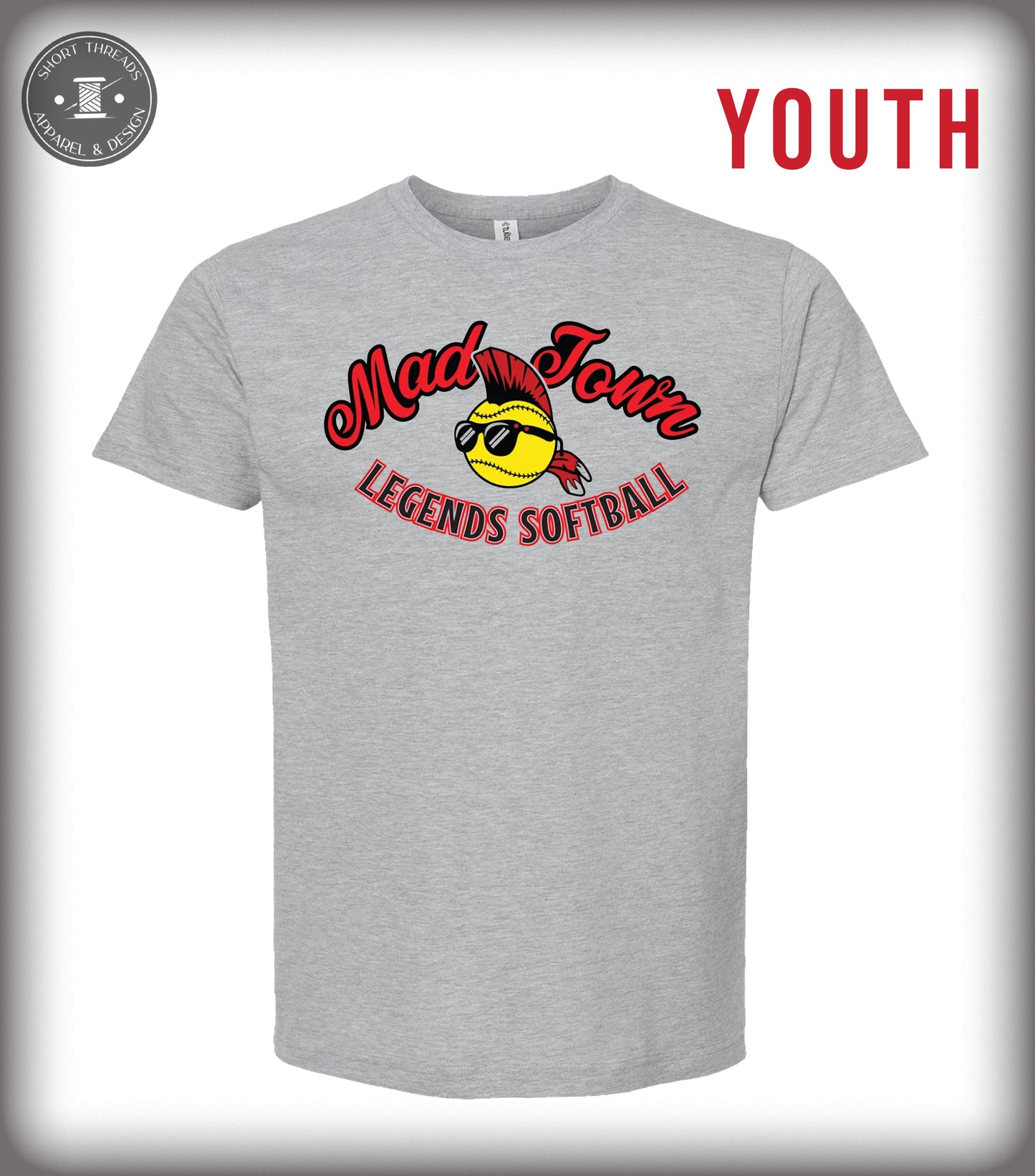 Youth Madtown Softball D2 GRAY Design T Shirt