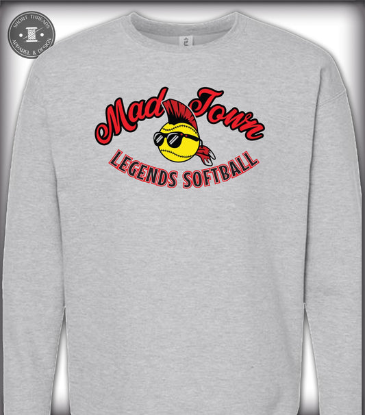 Madtown Softball D2 Design GRAY Adult Crewneck