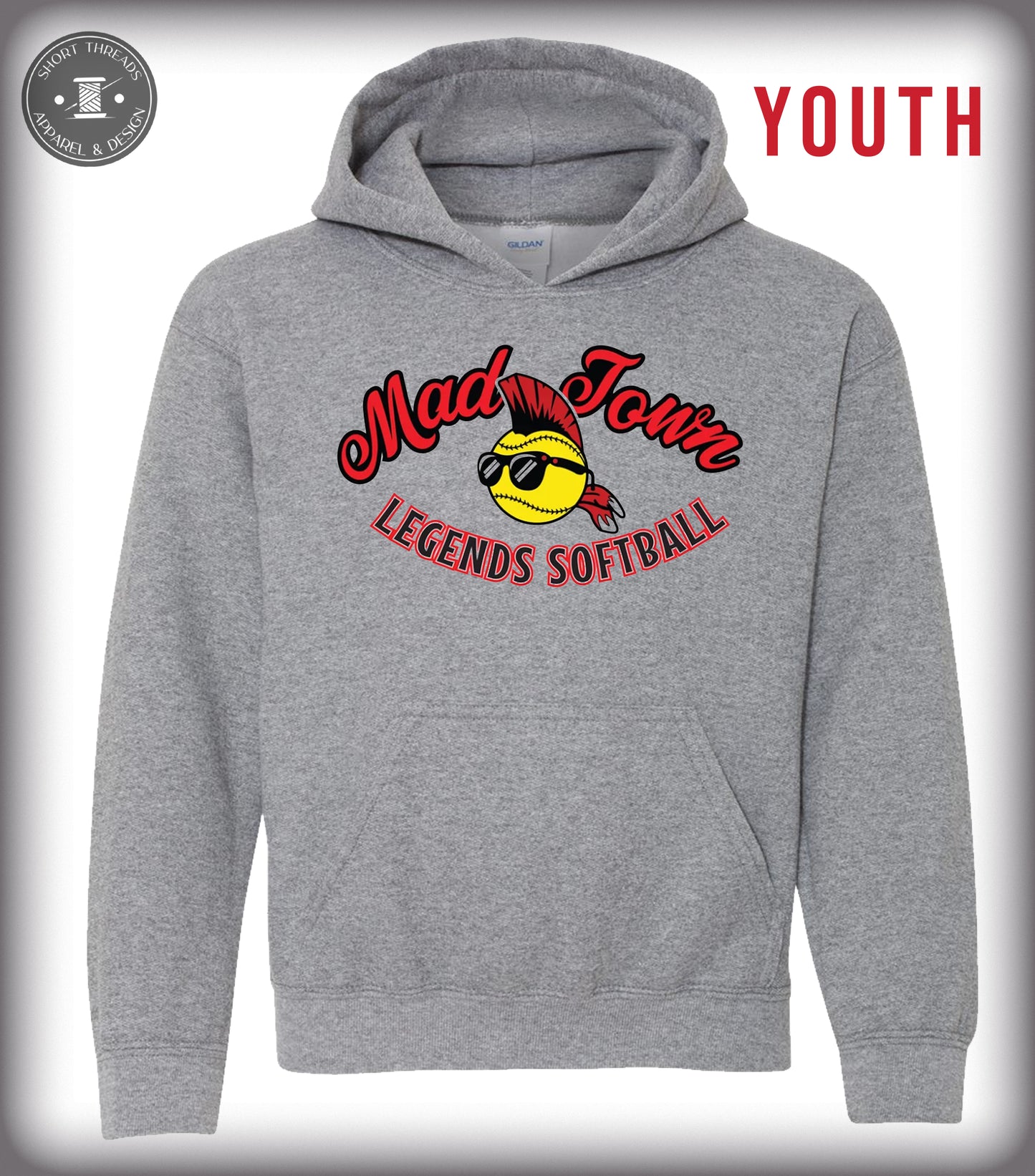 YOUTH Madtown Softball GRAY D2 Hoodie