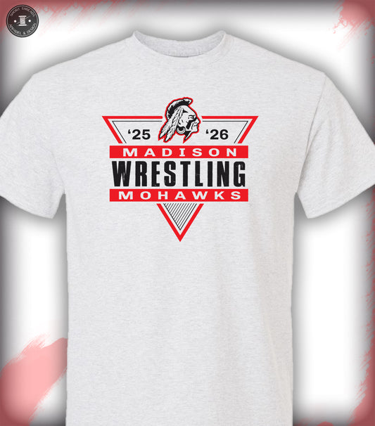 Wrestling Triangle Design Ash Gray T Shirt