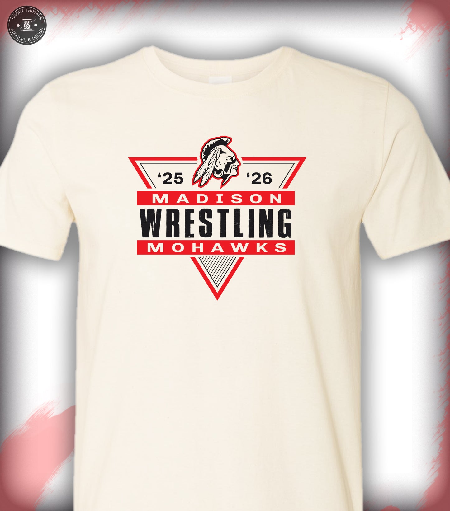 Wrestling Triangle Design Natural(off white)  T Shirt